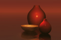 Red Vases with Bowl
